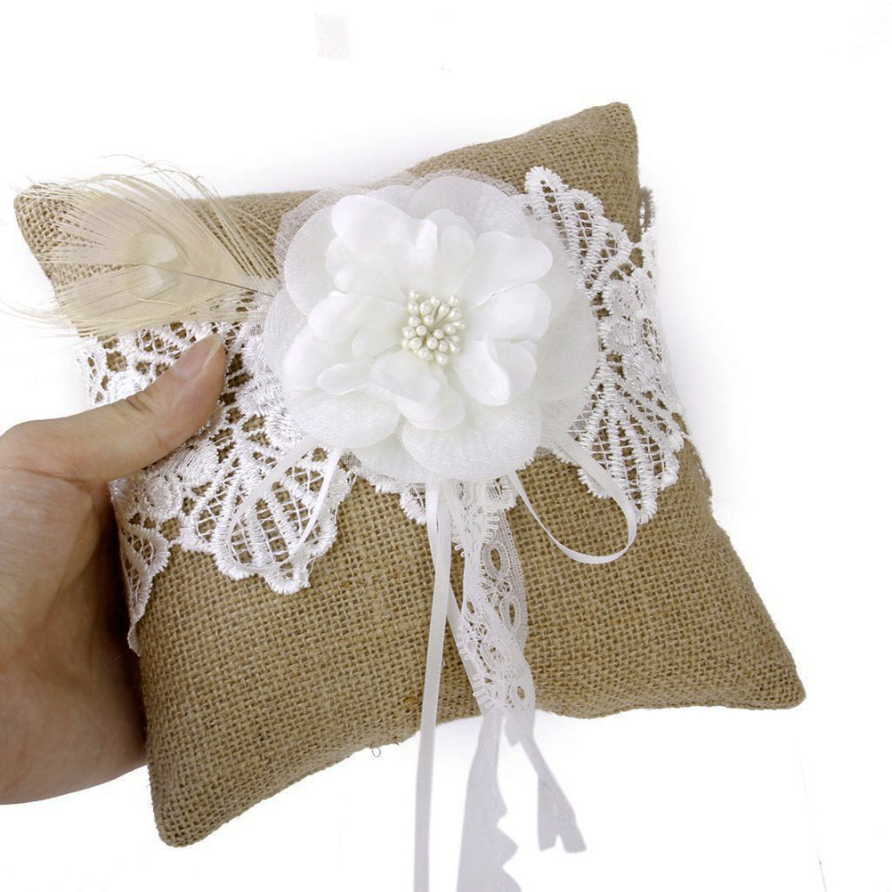 20x20cm Jute Wedding Ring Pill - Ring Bearer Pillow review and price