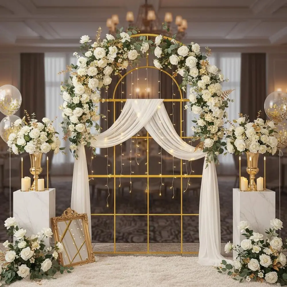 Gold Metal Wedding Arches, 6.5 - Wedding Balloon Arch review and price