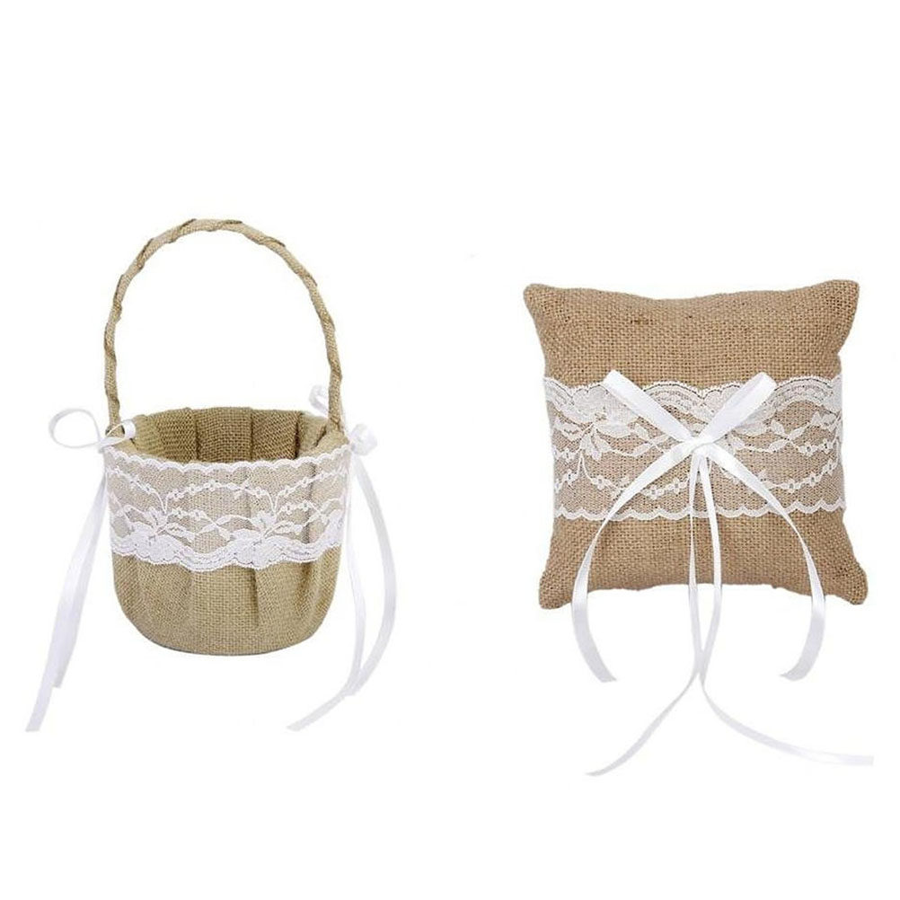 Set of 6 Burlap Jute Lace Flow - Ring Bearer Pillow review and price