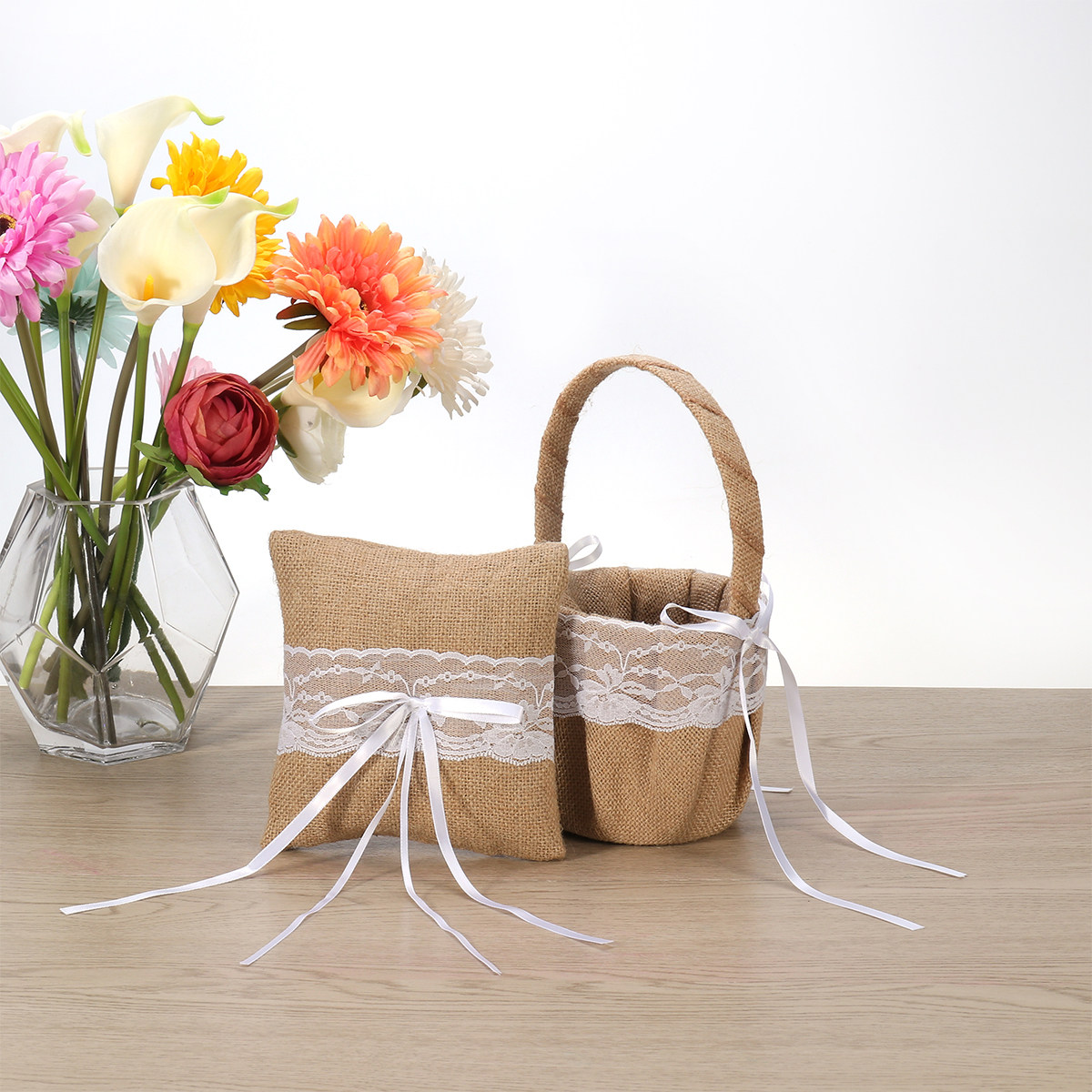 Set of 6 Burlap Jute Lace Flow - Ring Bearer Pillow review and price